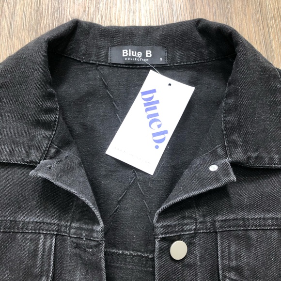 Blue B. Cropped Black Denim Jacket with Silver Rhinestone Fringe - Picture 12 of 16